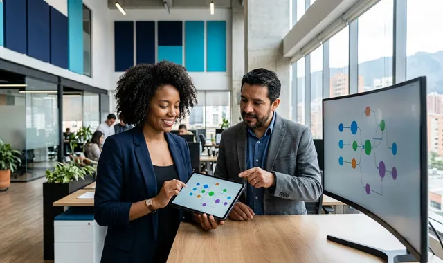 Equipo de profesionales analizando flujos de automatización e integración con n8n