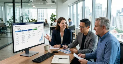 Equipo de consultoría gestionando oportunidades de negocio en CRM