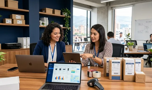 Profesionales de operaciones digitales gestionando plataforma e-commerce y pedidos